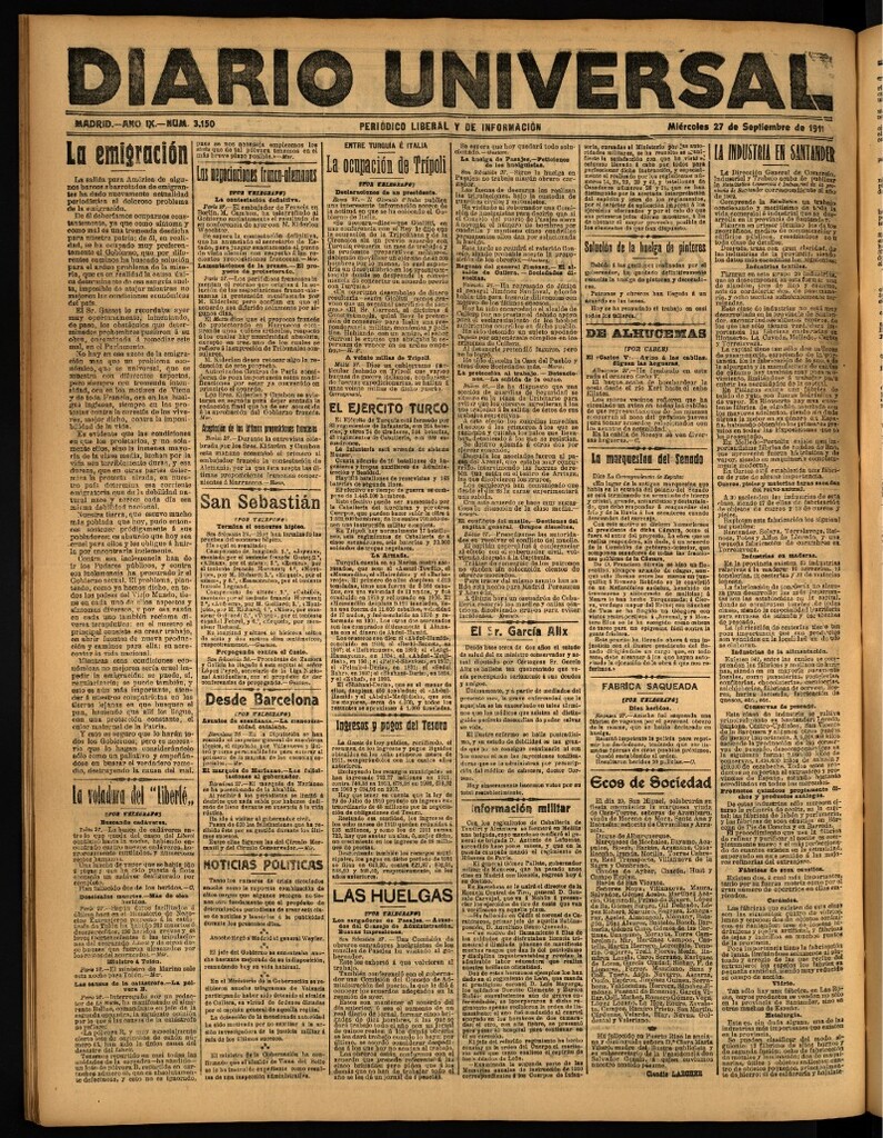 Miniatura de Diario Universal del 27 de septiembre de 1911