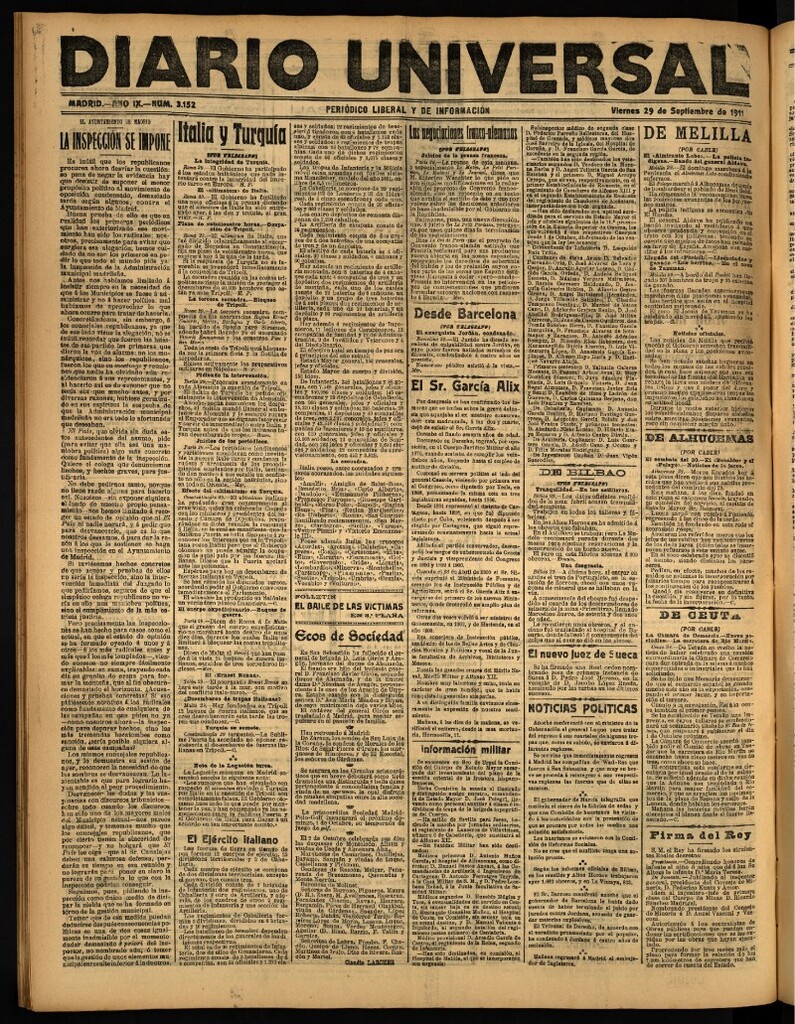 Miniatura de Diario Universal del 29 de septiembre de 1911