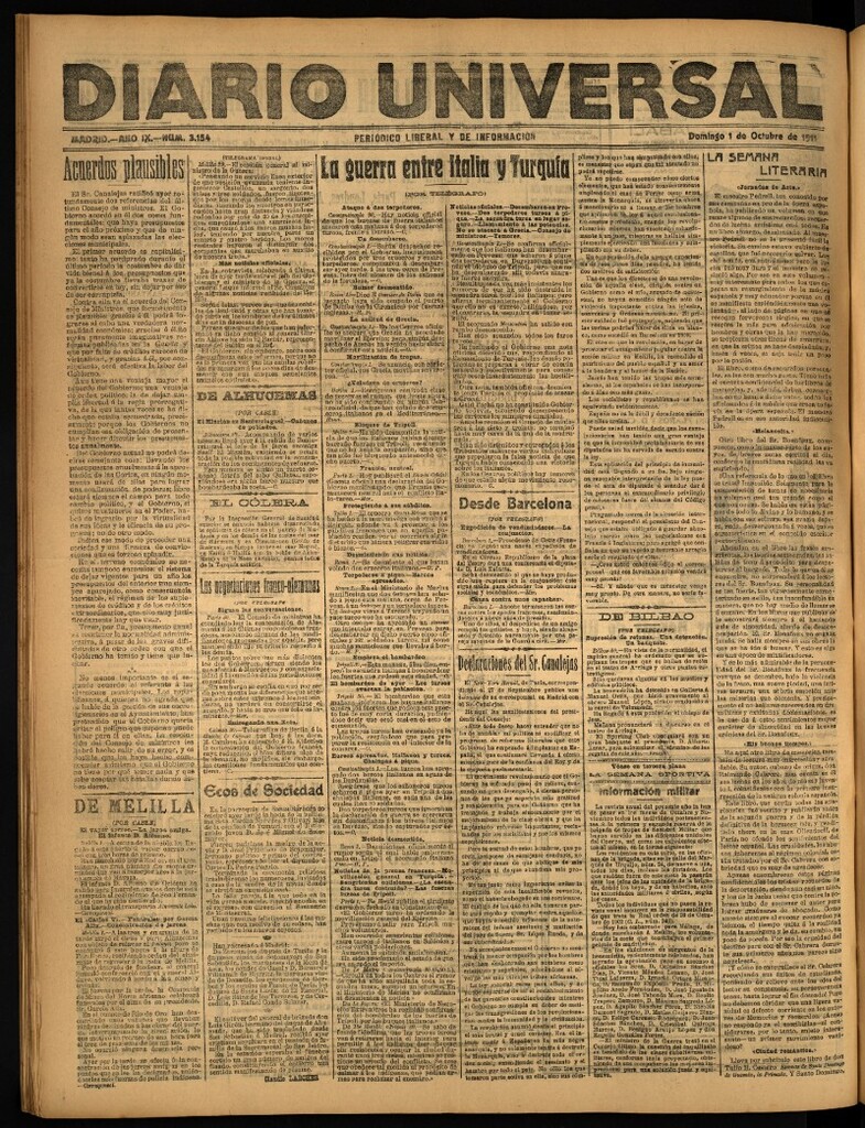 Miniatura de Diario Universal del 1 de octubre de 1911