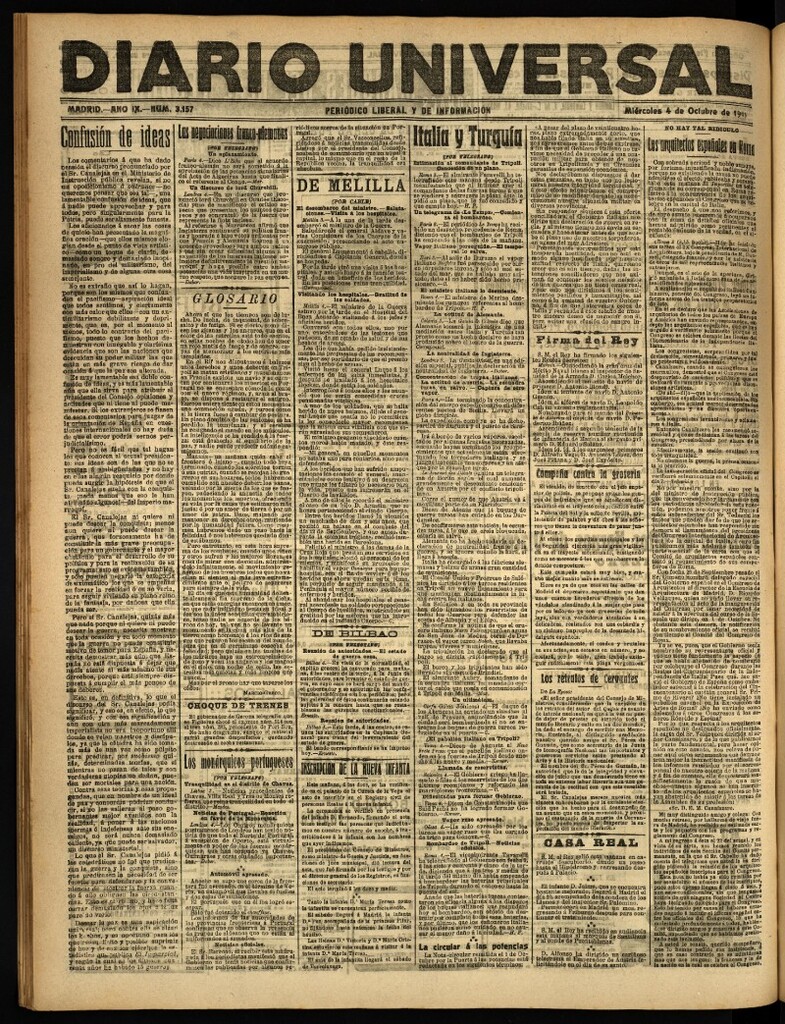 Miniatura de Diario Universal del 4 de octubre de 1911
