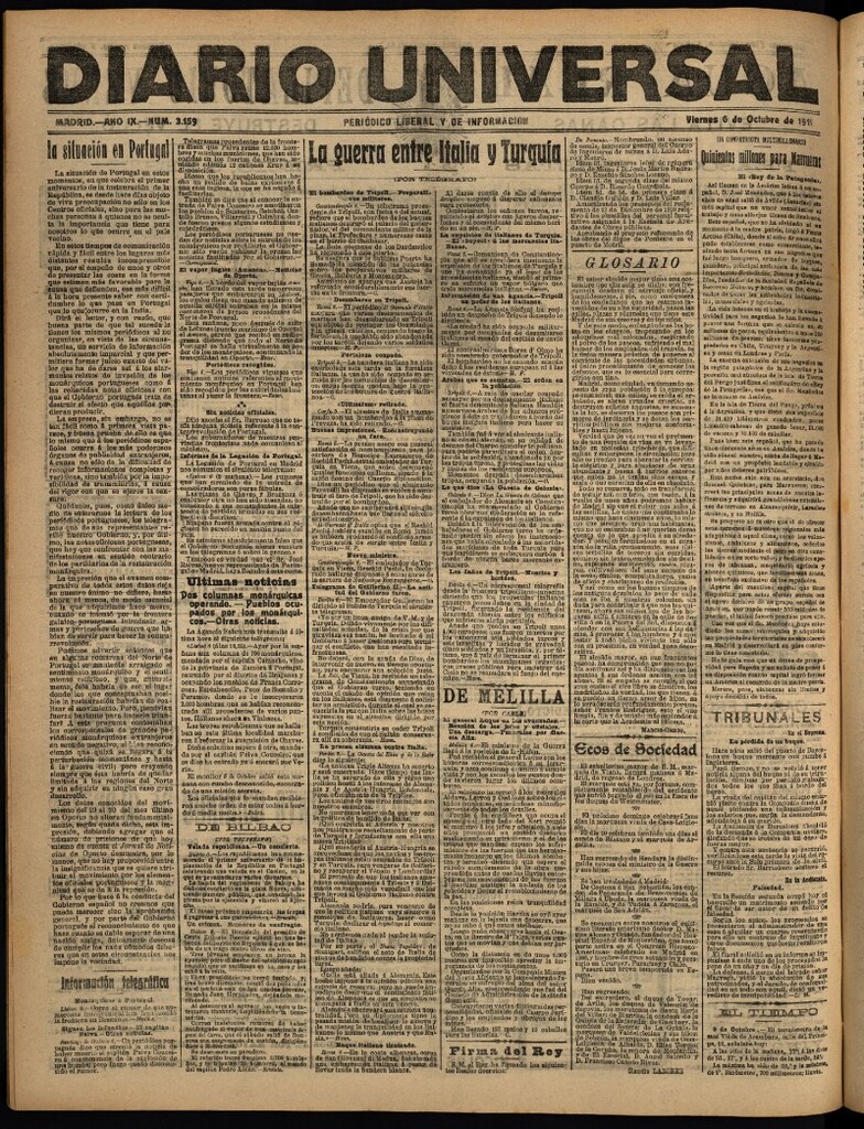 Miniatura de Diario Universal del 6 de octubre de 1911