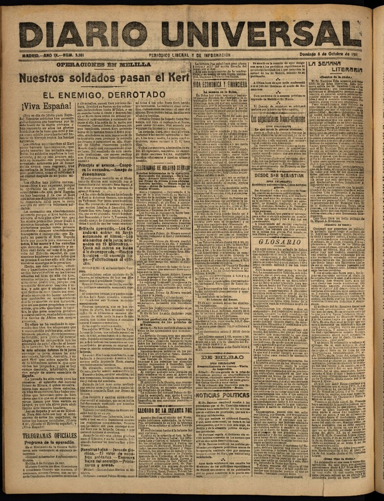 Miniatura de Diario Universal del 8 de octubre de 1911