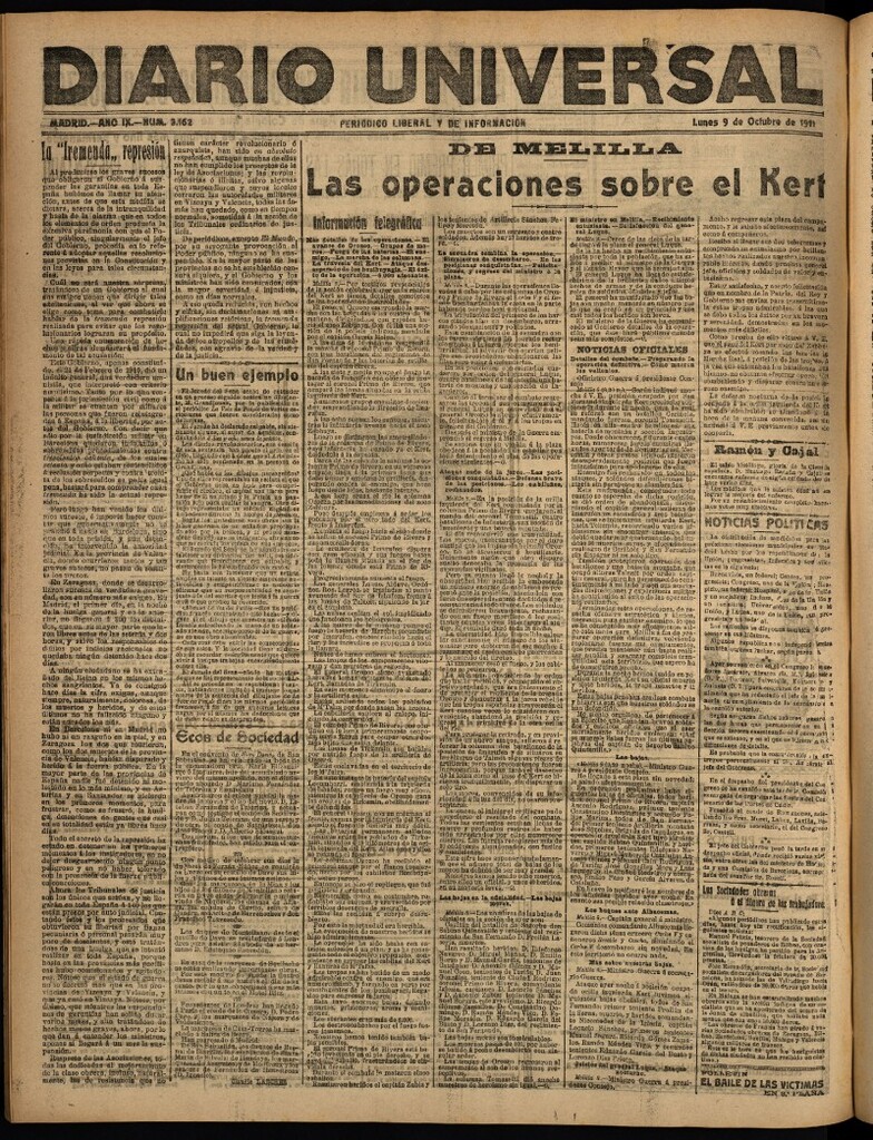 Miniatura de Diario Universal del 9 de octubre de 1911