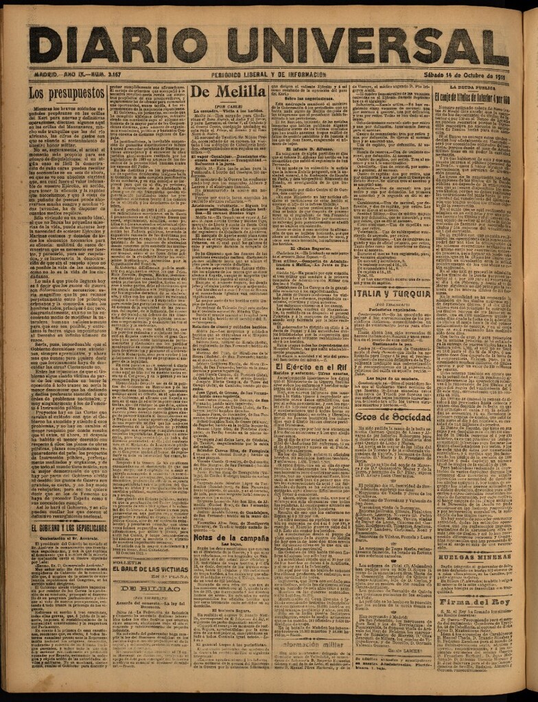 Miniatura de Diario Universal del 14 de octubre de 1911