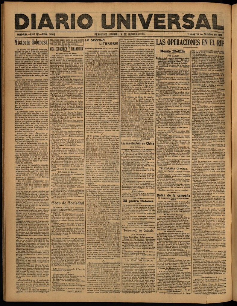Miniatura de Diario Universal del 16 de octubre de 1911