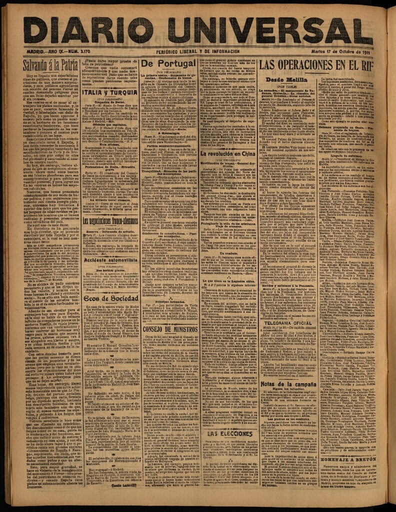 Miniatura de Diario Universal del 17 de octubre de 1911