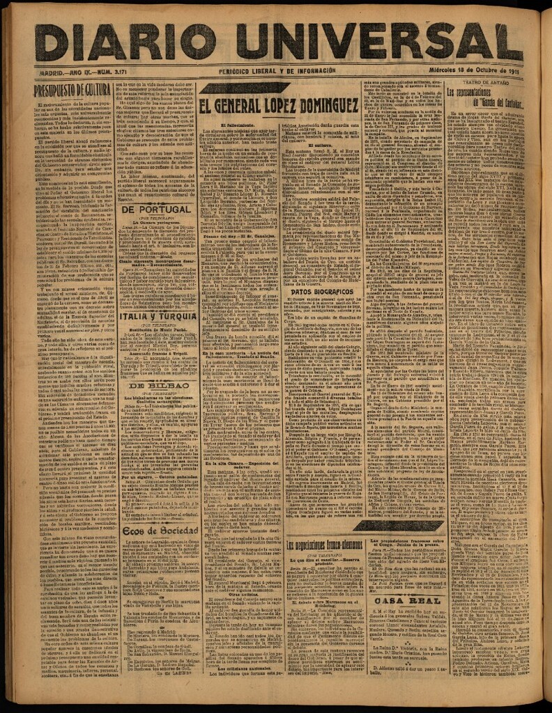 Miniatura de Diario Universal del 18 de octubre de 1911