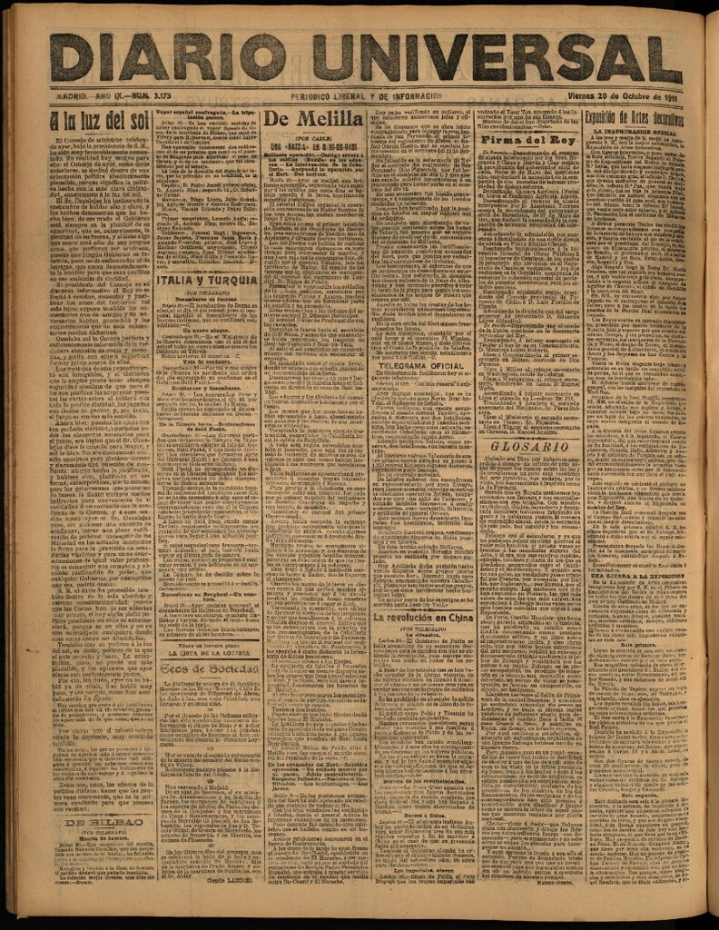 Miniatura de Diario Universal del 20 de octubre de 1911