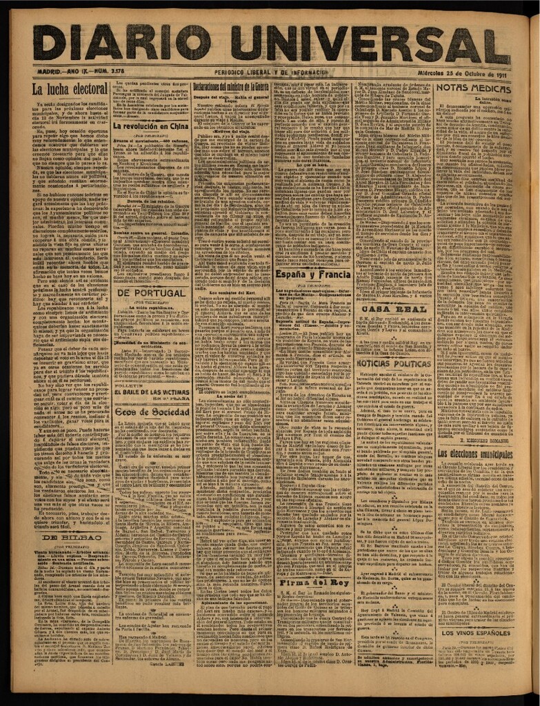 Miniatura de Diario Universal del 25 de octubre de 1911