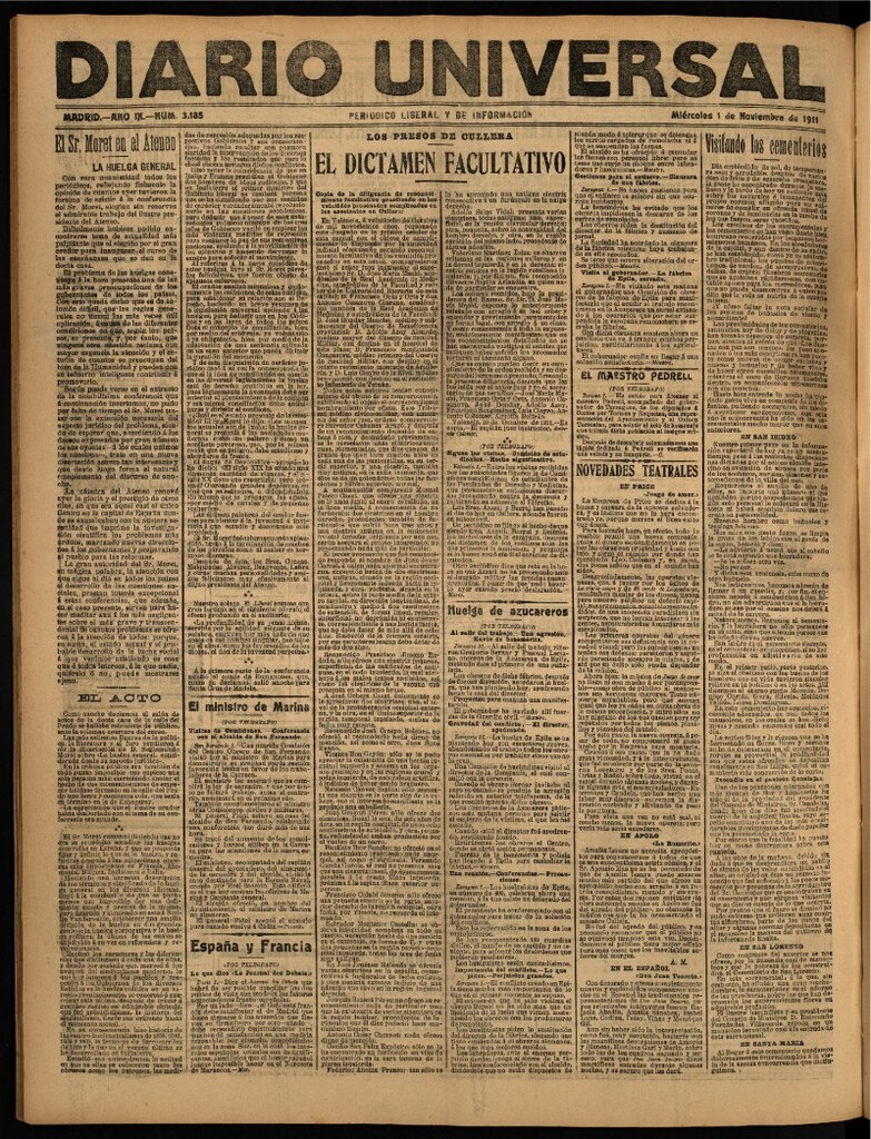 Miniatura de Diario Universal del 1 de noviembre de 1911