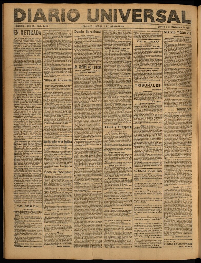 Miniatura de Diario Universal del 2 de noviembre de 1911
