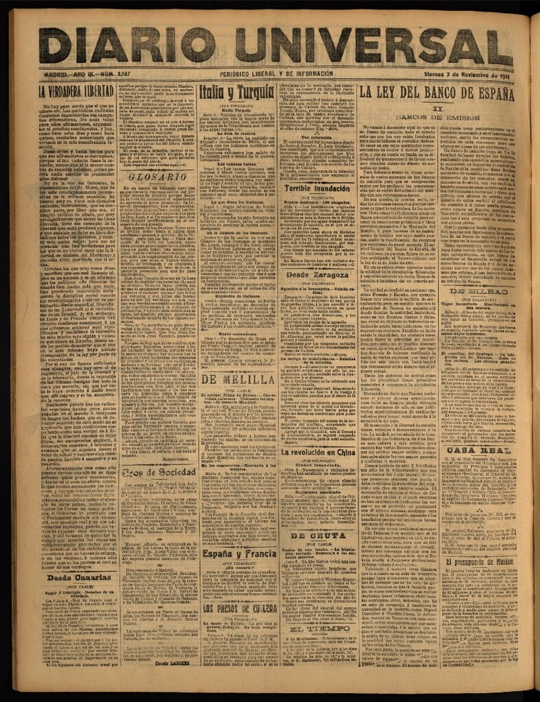 Miniatura de Diario Universal del 3 de noviembre de 1911