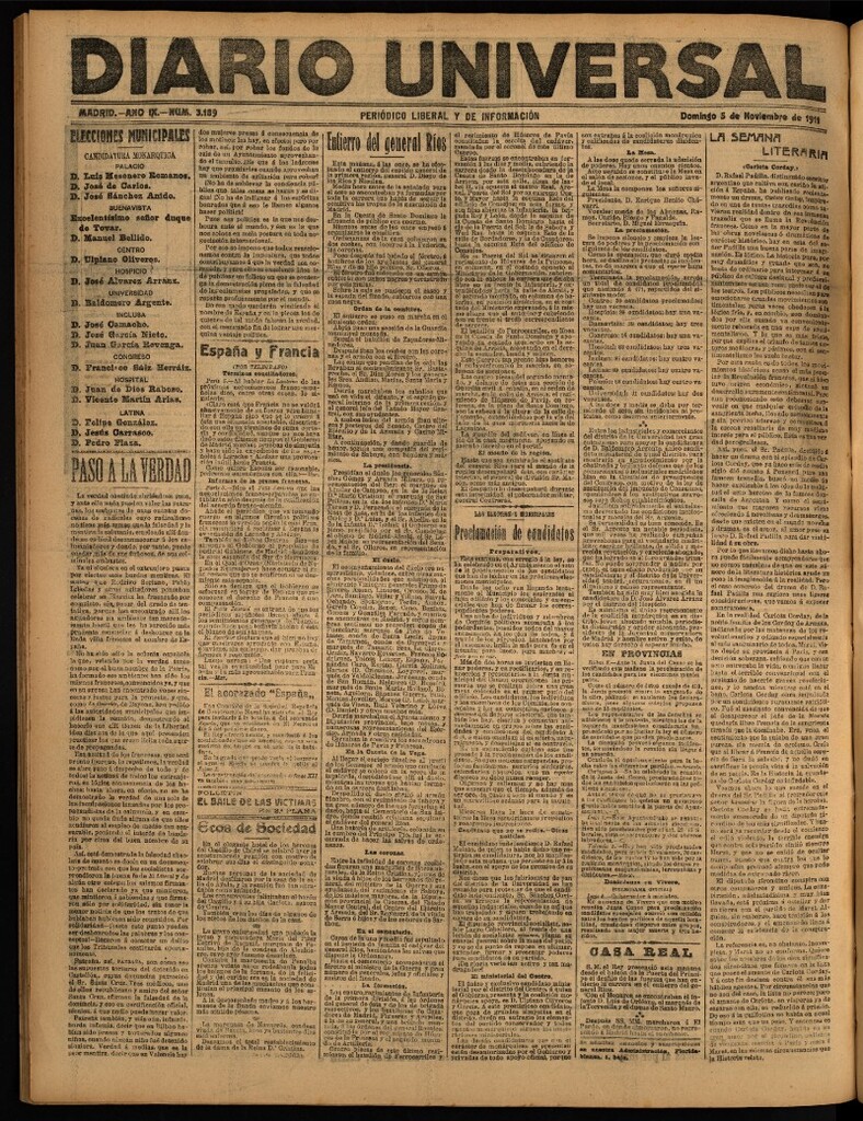 Miniatura de Diario Universal del 5 de noviembre de 1911