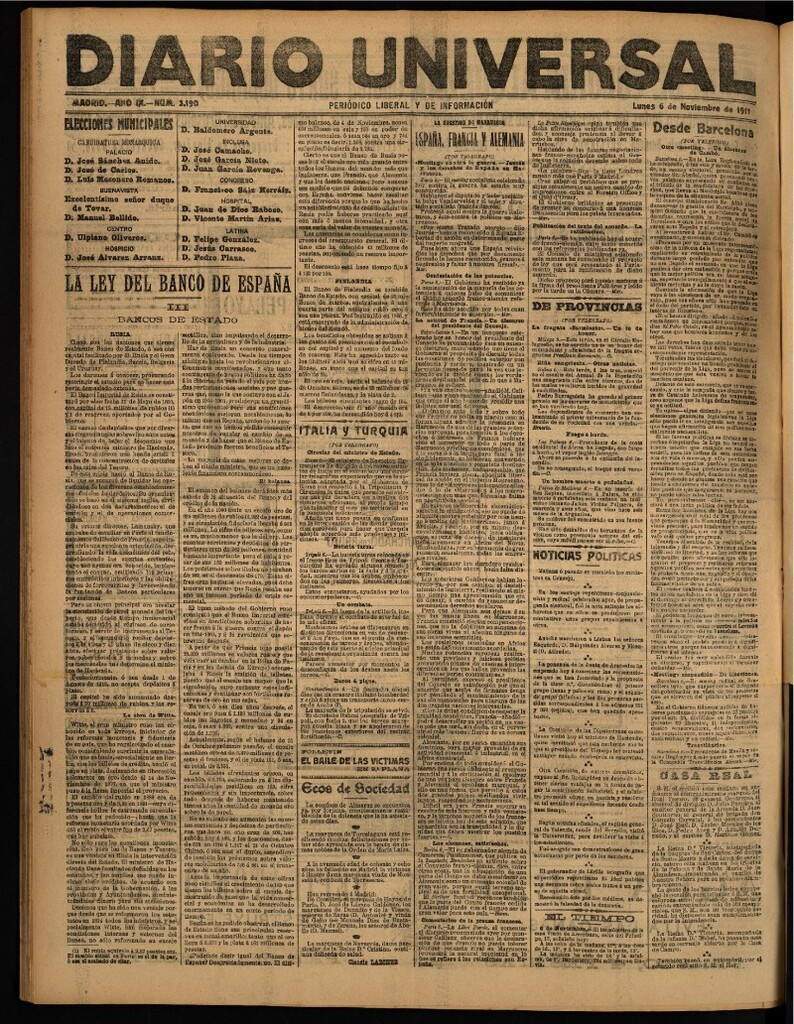 Miniatura de Diario Universal del 6 de noviembre de 1911