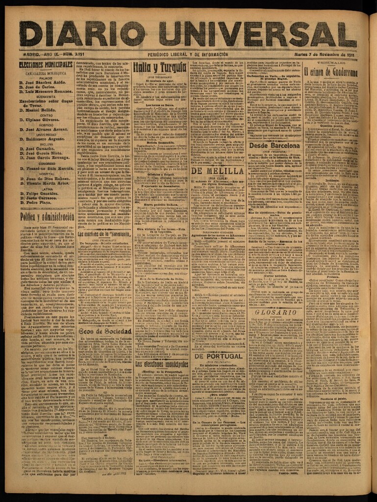 Miniatura de Diario Universal del 7 de noviembre de 1911