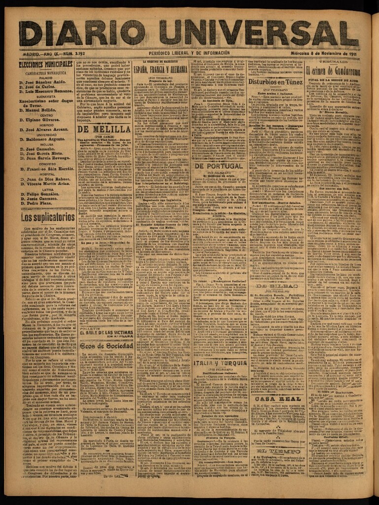 Miniatura de Diario Universal del 8 de noviembre de 1911
