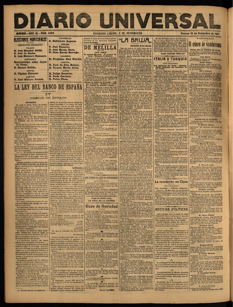 Miniatura de Diario Universal del 10 de noviembre de 1911