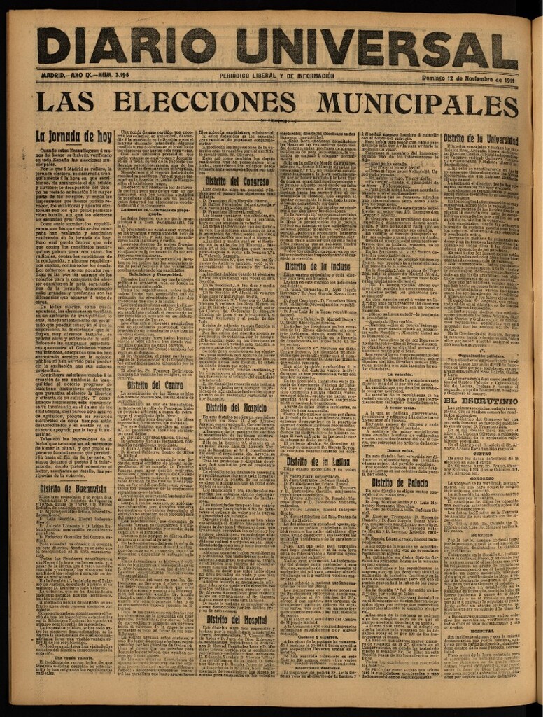 Miniatura de Diario Universal del 12 de noviembre de 1911