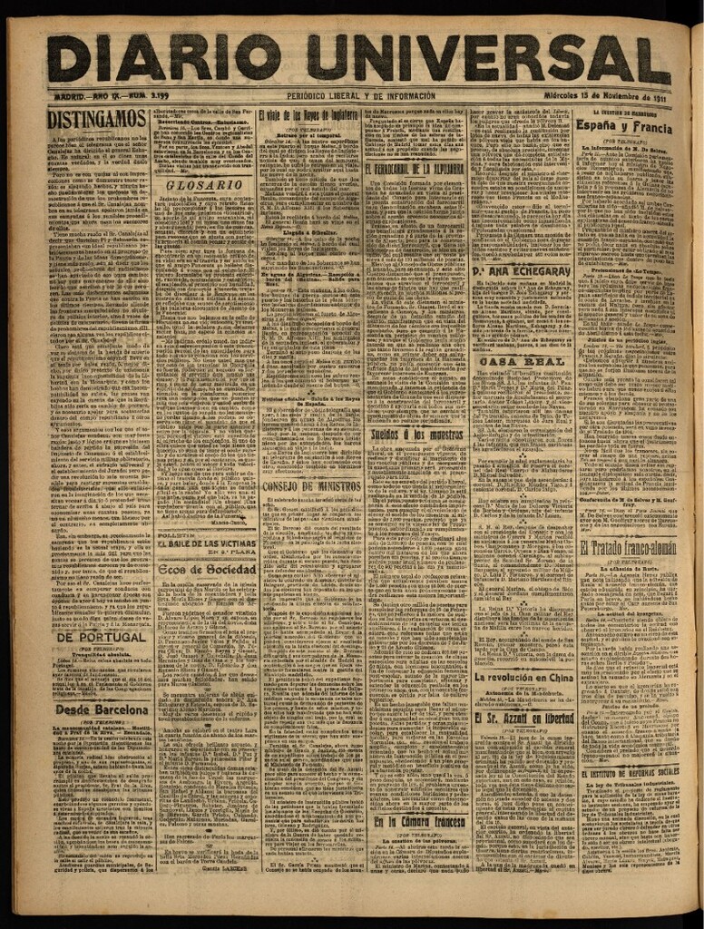 Miniatura de Diario Universal del 15 de noviembre de 1911
