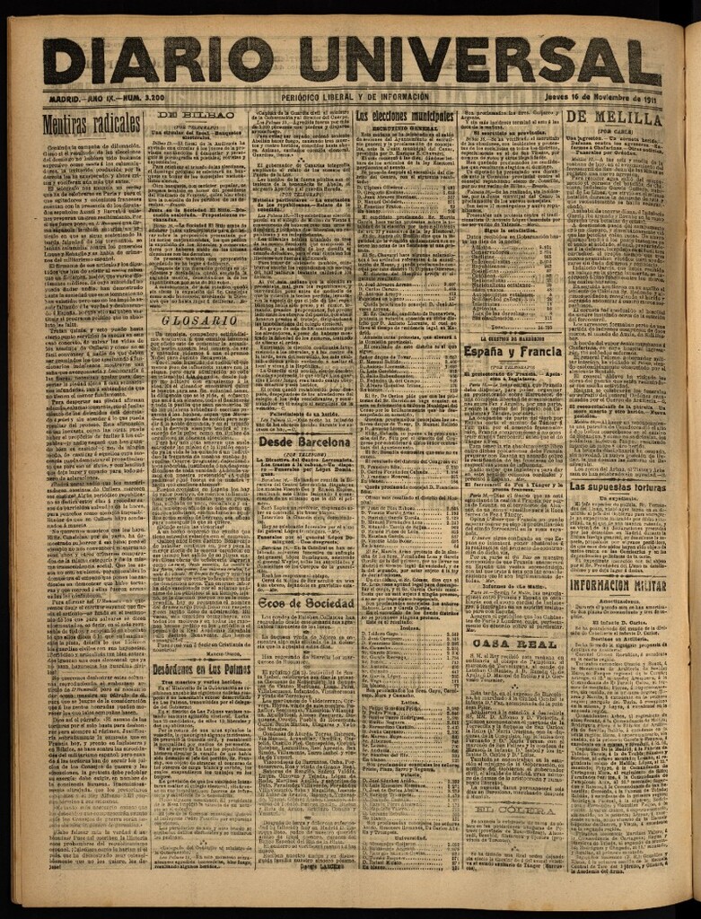 Miniatura de Diario Universal del 16 de noviembre de 1911
