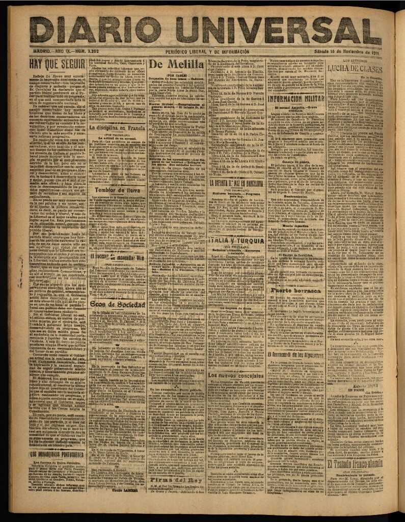 Miniatura de Diario Universal del 18 de noviembre de 1911