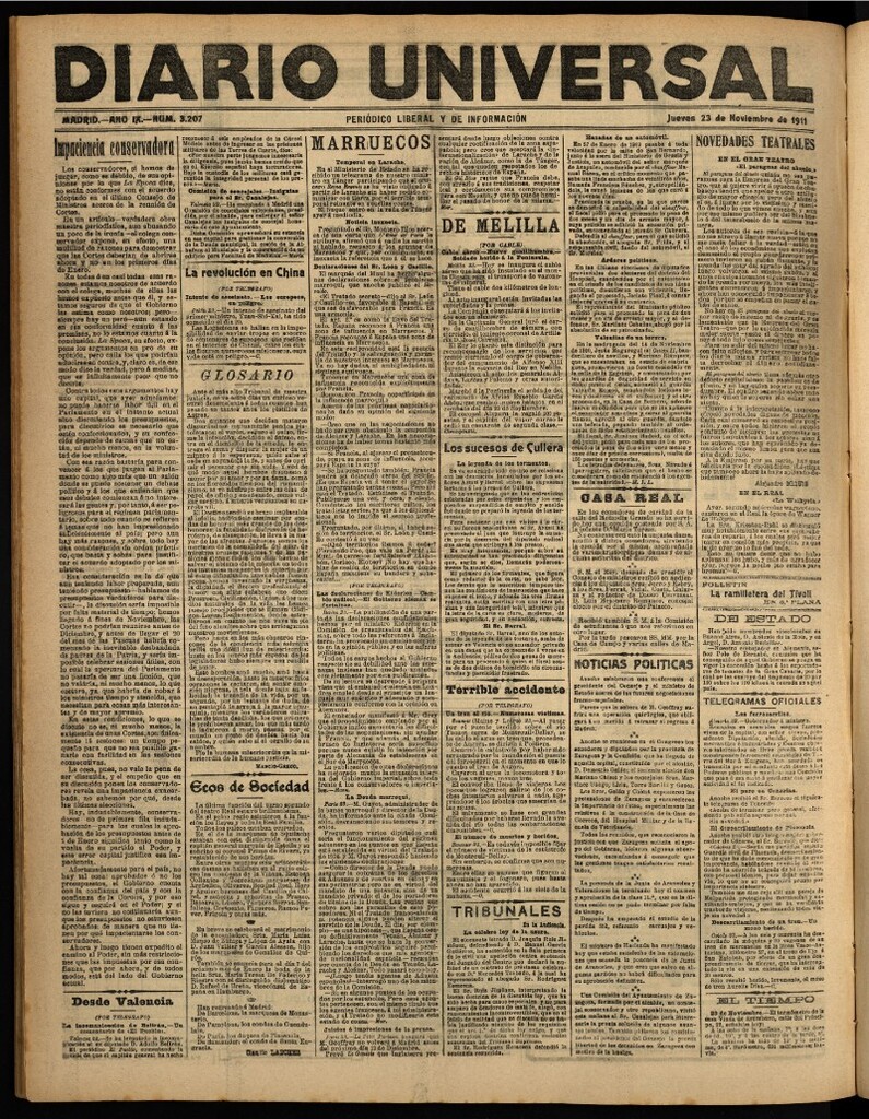 Miniatura de Diario Universal del 23 de noviembre de 1911