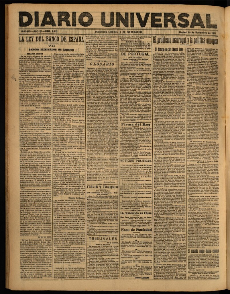 Miniatura de Diario Universal del 28 de noviembre de 1911