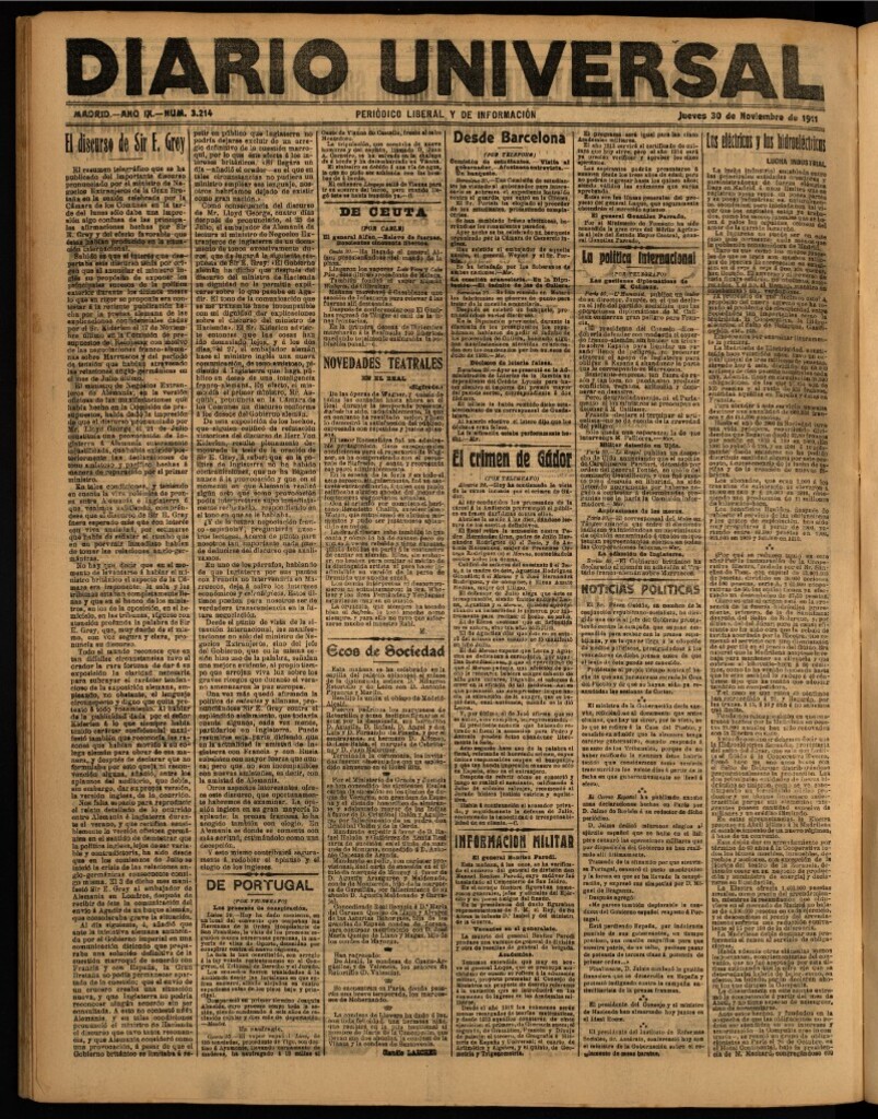 Miniatura de Diario Universal del 30 de noviembre de 1911