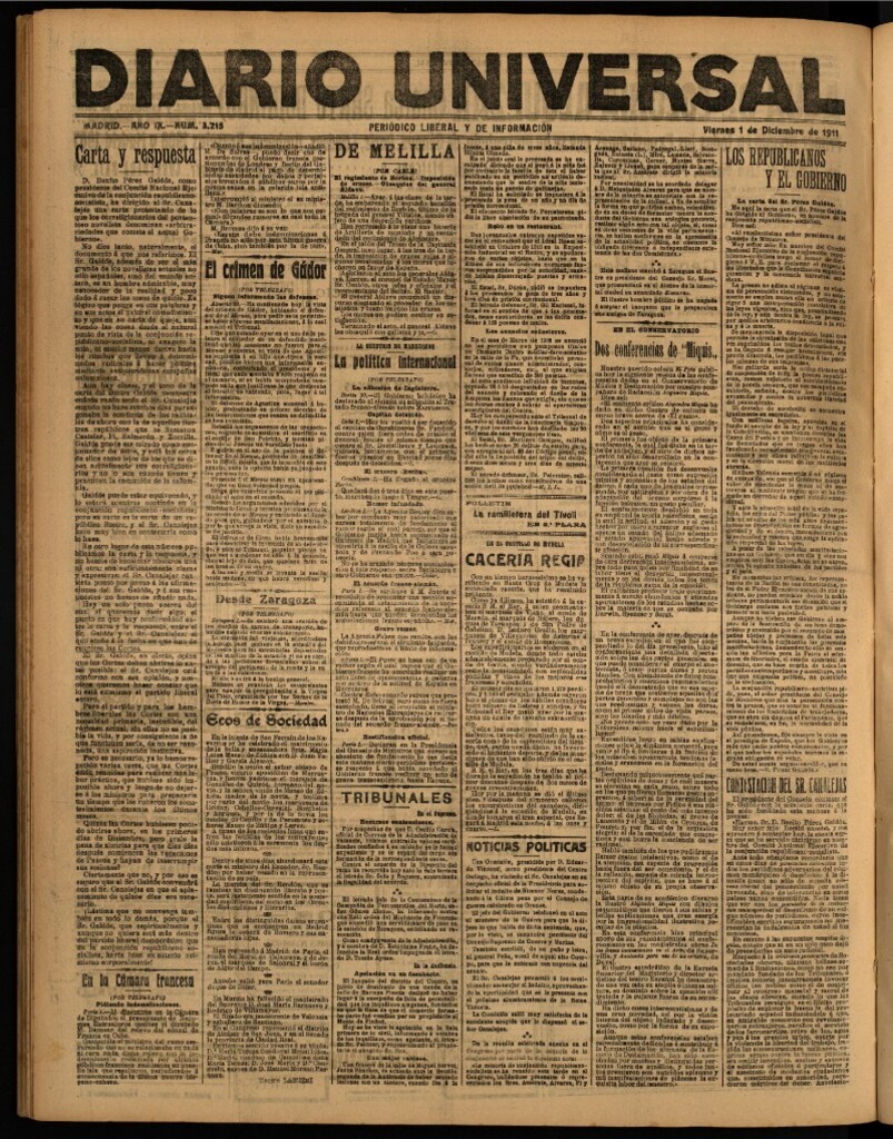 Miniatura de Diario Universal del 1 de diciembre de 1911