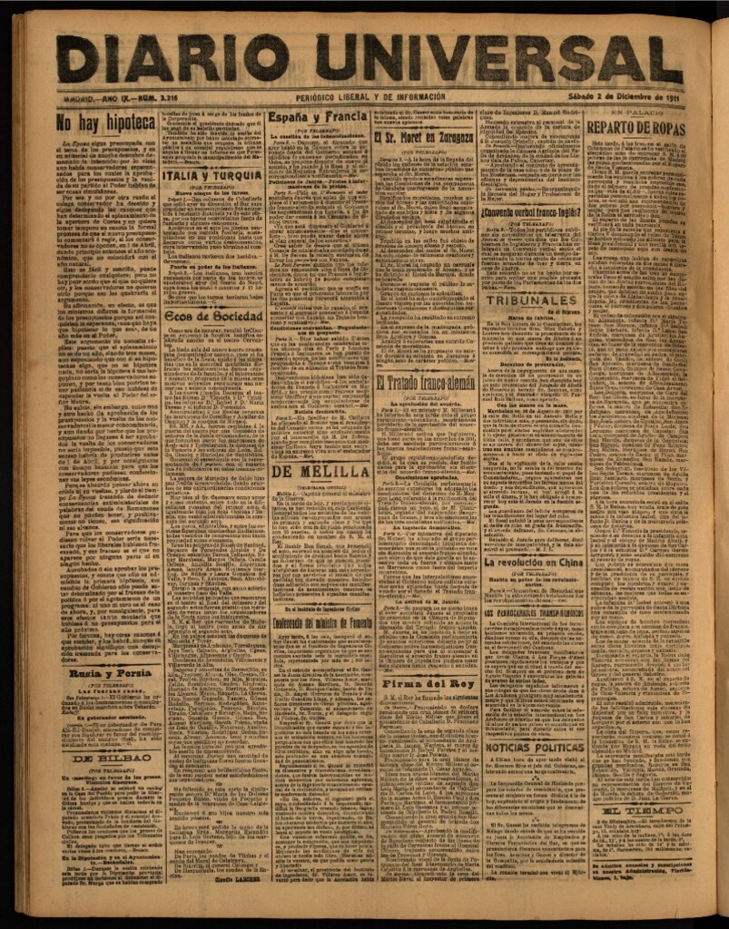 Miniatura de Diario Universal del 2 de diciembre de 1911