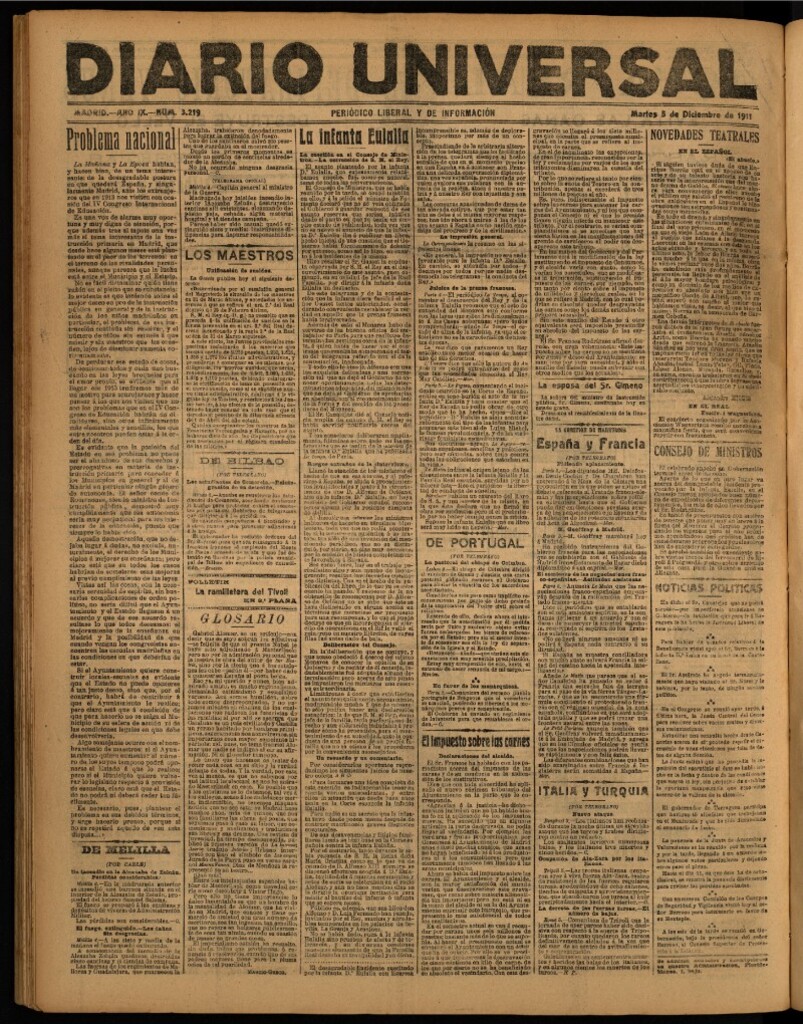 Miniatura de Diario Universal del 5 de diciembre de 1911