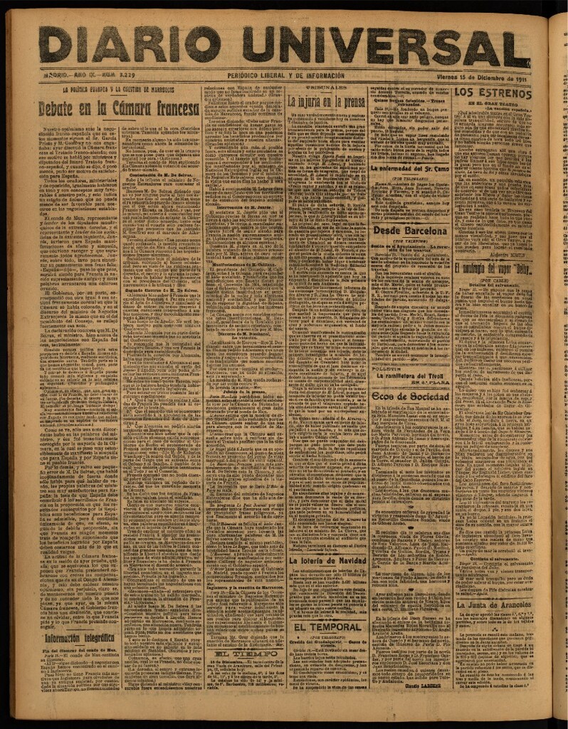 Miniatura de Diario Universal del 15 de diciembre de 1911