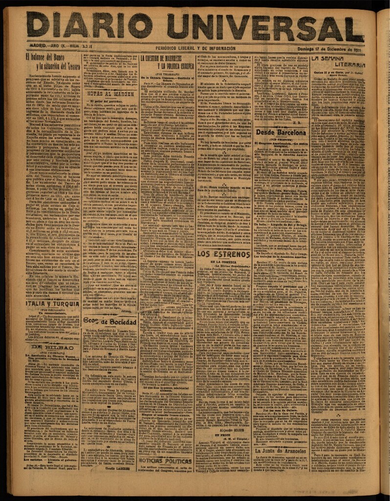Miniatura de Diario Universal del 17 de diciembre de 1911