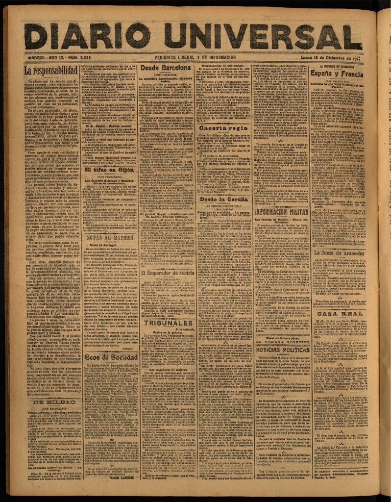 Miniatura de Diario Universal del 18 de diciembre de 1911