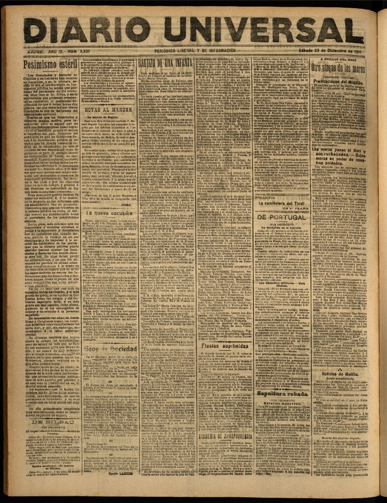 Miniatura de Diario Universal del 23 de diciembre de 1911