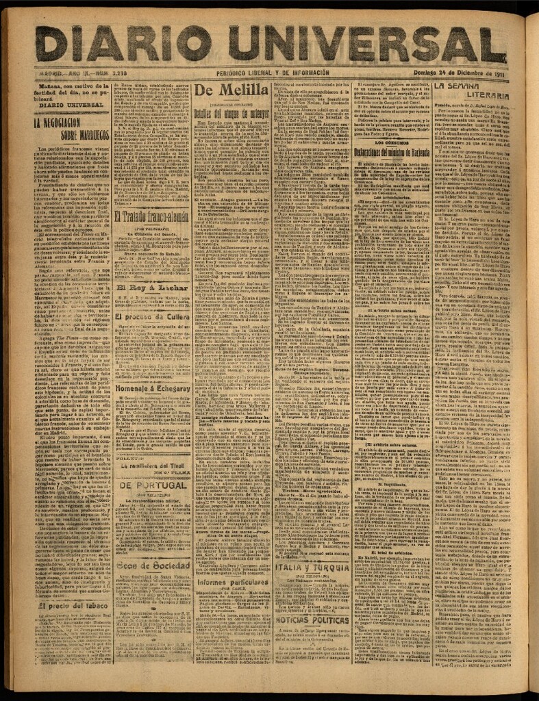 Miniatura de Diario Universal del 24 de diciembre de 1911