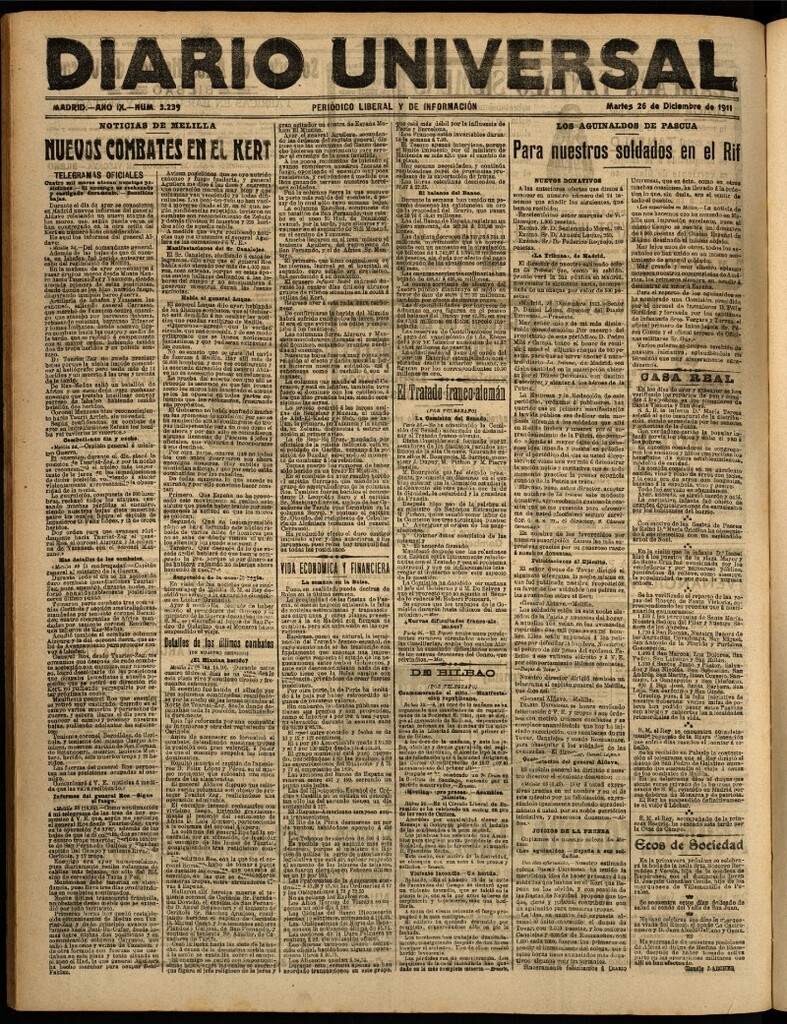 Miniatura de Diario Universal del 26 de diciembre de 1911