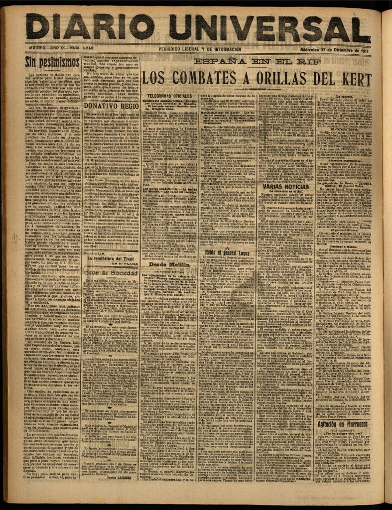 Miniatura de Diario Universal del 27 de diciembre de 1911