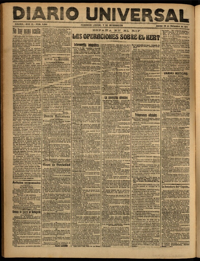 Miniatura de Diario Universal del 28 de diciembre de 1911