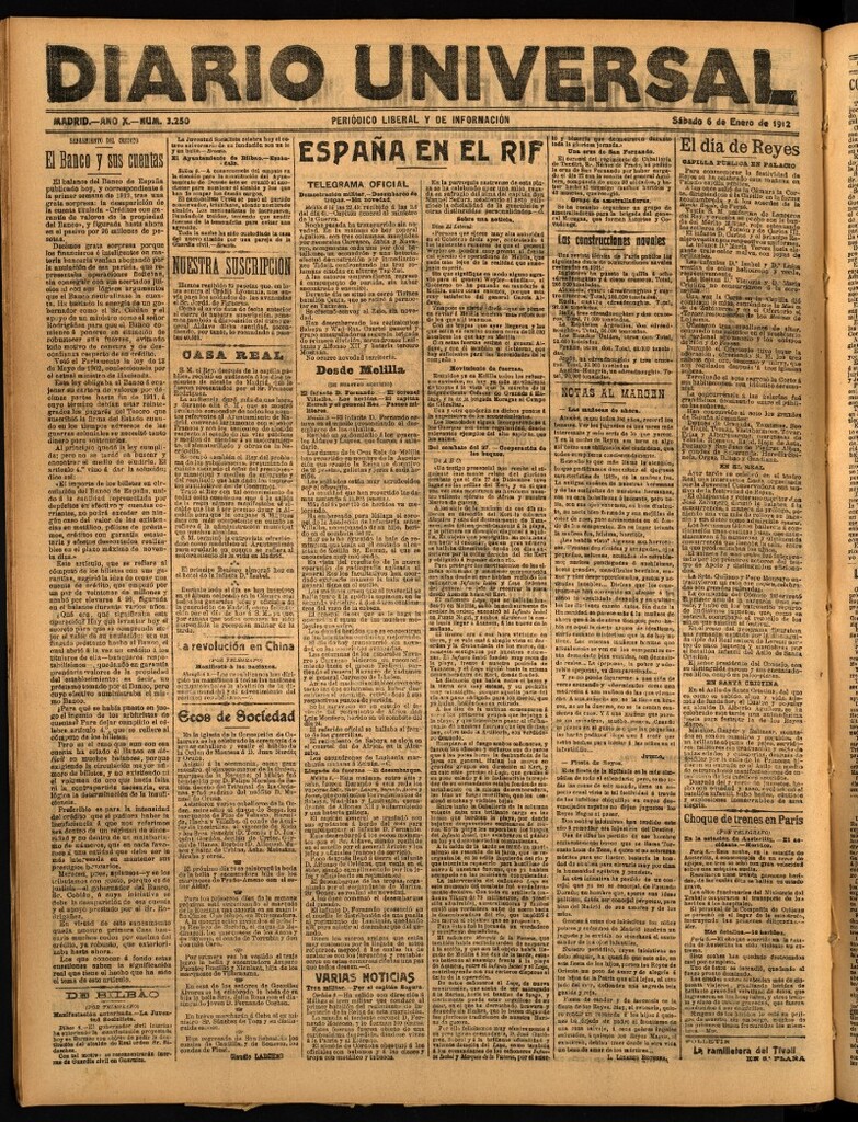 Miniatura de Diario Universal del 6 de enero de 1912