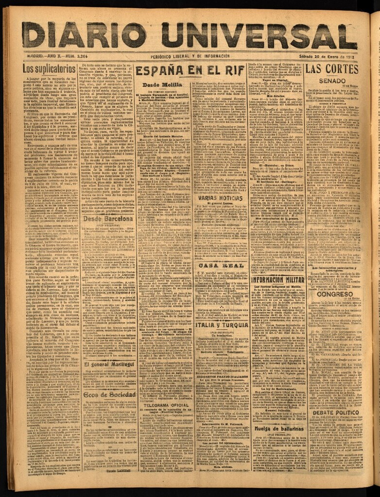 Miniatura de Diario Universal del 20 de enero de 1912