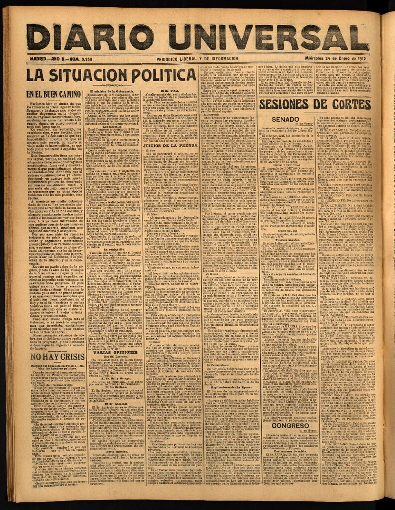 Miniatura de Diario Universal del 24 de enero de 1912