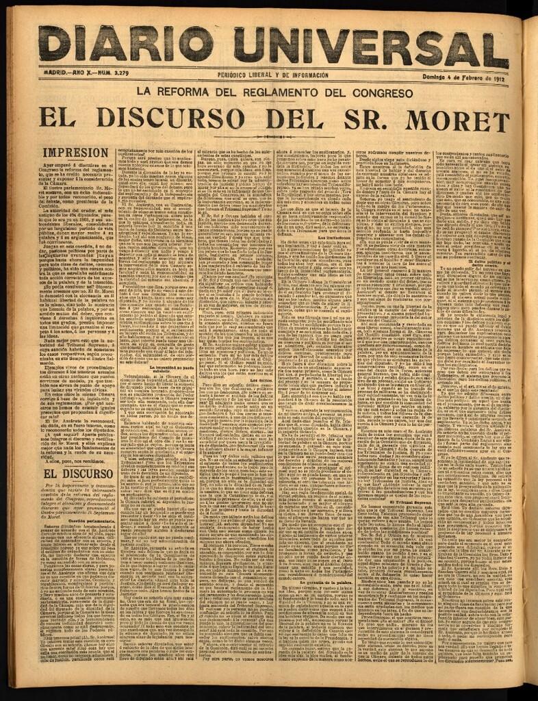Miniatura de Diario Universal del 4 de febrero de 1912