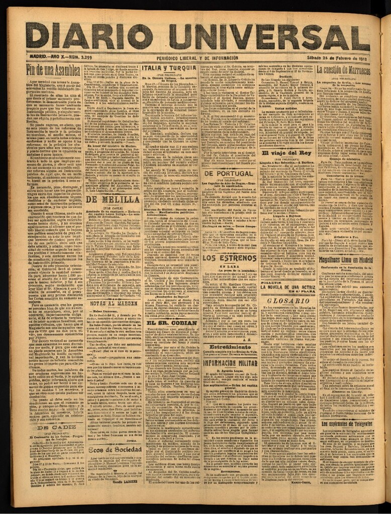 Miniatura de Diario Universal del 24 de febrero de 1912