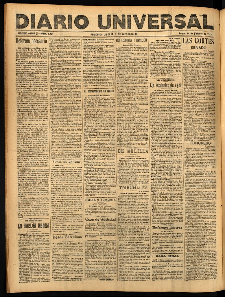 Miniatura de Diario Universal del 26 de febrero de 1912
