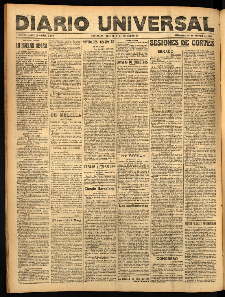 Miniatura de Diario Universal del 28 de febrero de 1912