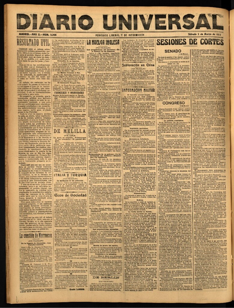 Miniatura de Diario Universal del 2 de marzo de 1912
