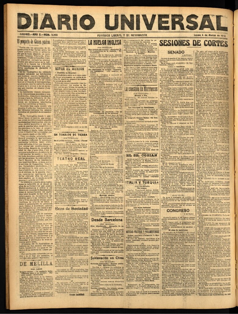 Miniatura de Diario Universal del 4 de marzo de 1912