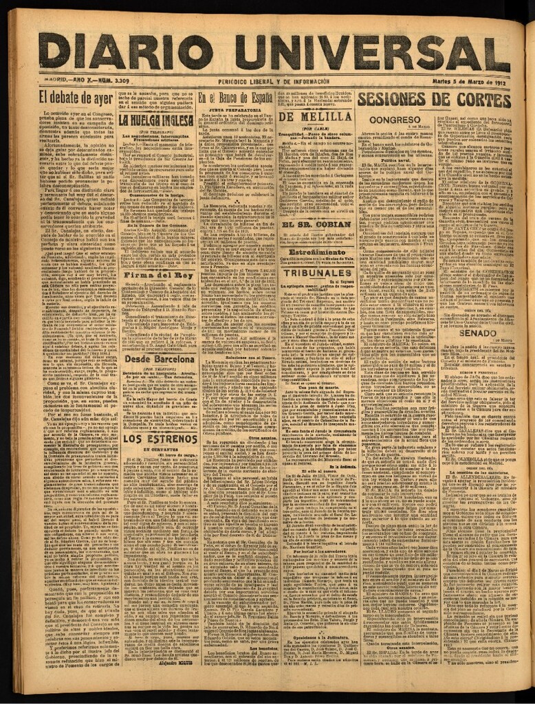 Miniatura de Diario Universal del 5 de marzo de 1912