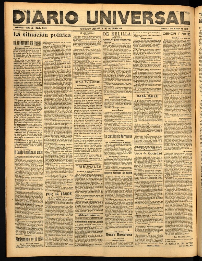 Miniatura de Diario Universal del 11 de marzo de 1912
